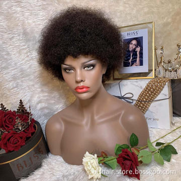 Wholesale Short Afro Kinky Curly 100% Brazilian Human Hair Wig Full Machine Made Wig Bob Curly Pixie Cut Cheap Wig For Women